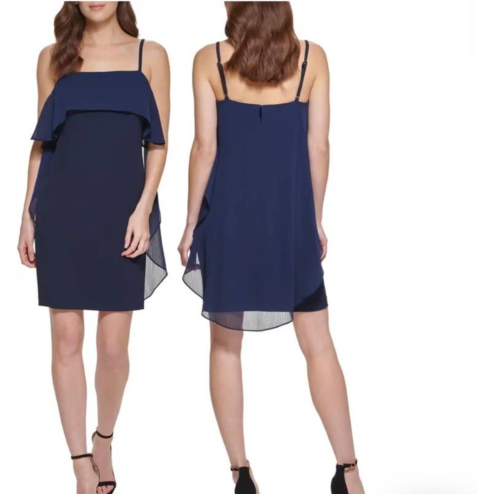NWT DKNY Chiffon Cape Sleeveless Sheath Dress size 8